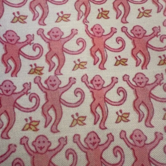 Pink Monkey Patterned Fabric Zippered Pillow Cover - Picture 3 of 5